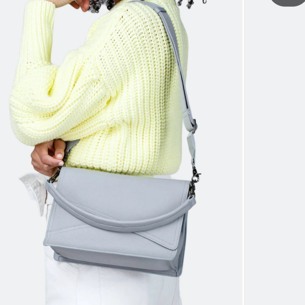 BOTKIER Gray Double Dual Strap leather handbag New Crosstown Hobo Purse Rare HOT